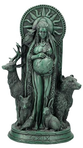 Figuren Shop GmbH Dekofigur Gaia – Göttin der Natur – Mythologische Göttinnen-Statue, Naturgöttin-Figur aus Polyresin, 22 cm Höhe