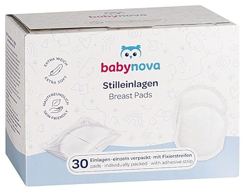 babynova Coppette Assorbilatte – Coppette monouso per la maternità – 30 pezzi confezionati singolarmente con striscia adesiva – per mamme che allattano – extra morbide – discrete & confortevoli