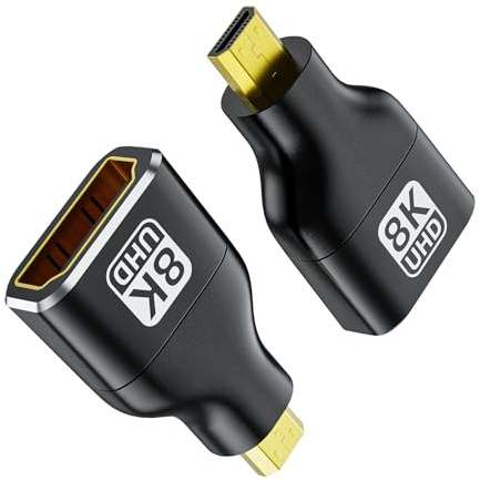 8K Bidirectional Micro HDMI to HDMI 2.1 Adapter 2 Pack, for Camera, Laptop | HDMI Female to Micro HDMI Male, HDCP 2.3, eARC, 48Gbps Bandwidth, Gold Plated Connector, 8K@60Hz, 4K@120Hz, HDR 3D