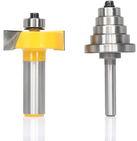 AKYLIN Rabbet Router Bits with 6 Interchangeable Bearings,6 Slot Cutting Depth 1/8, 1/4, 5/16, 3/8, 7/16,1/2 for Cutting Rabbet T Slots
