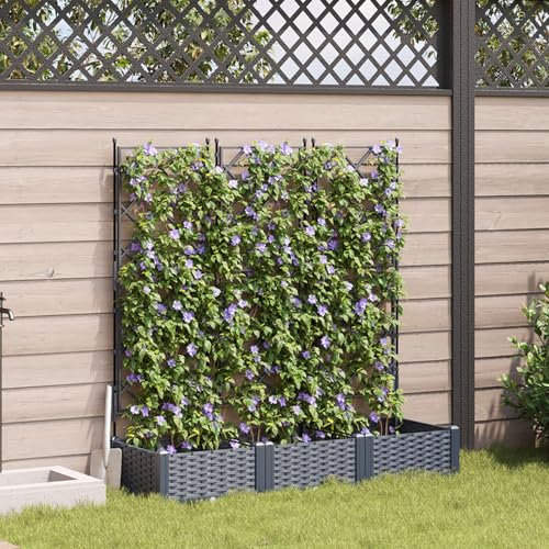 vidaXL Jardineras con Enrejado 3 Unidades Gris 120x40x125,5 cm