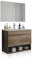 duehome | Mueble de Baño Suspendido con 2 Puertas, Espejo y Lavabo Cerámico, Modulo Colgante, Modelo Thai, Acabado en Nordik, Medidas: 80 cm (Ancho) x 64 cm (Alto) x 45 cm (Fondo)