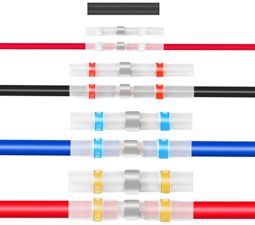 130 Pcs Solder Seal Wire Connectors,Easy to Use Wire connectors(30+100pcs),Waterproof Heat Shrink Electrical Wire Butt Terminals For Daily use, Automotive, Marine etc
