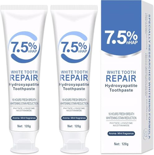 2 Stück Hydroxylapatit Zahnpasta,Hydroxyapatite Toothpaste,Zahnpasta Hydroxylapatit für fortschrittlichen Zahnschmelzschutz,Zahnpasta Ohne Fluorid