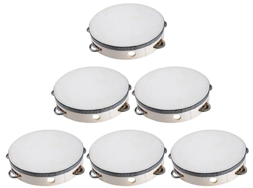 Lot de 6 tambourins à main de 15 cm pour école, yoga, méditation, jeu, maison, fêtes, loisirs, église, karaoké