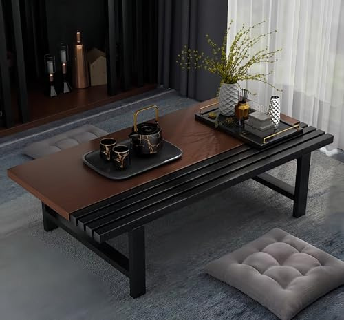Multifunktionaler japanischer niedriger Tisch, Boden-Sitz, Esstisch, für Wohnzimmer, Schlafzimmer, Balkon, Camping, kompakter Puja-Tisch, 70 x 40 cm