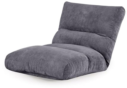 KHG Relaxliege Anthrazit - Liegefläche 188x86 cm, Sitzhöhe 30 cm, Cordstoff, 5-Fach verstellbare Rückenlehne, Schaumstoffpolsterung & Gurtfederung, frei im Raum stellbar, modern & bequem
