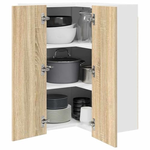 vidaXL Hängeschrank Sonoma-Eiche und Weiß 57 x 57 x 80 cm