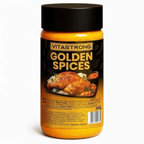 VITASTRONG Golden Spices (200g) | Mix Spezie al Curry Caldo e Avvolgente | Naturale, Senza Additivi | Esaltatore di Sapore per Pollo, Riso, Verdure, Legumi
