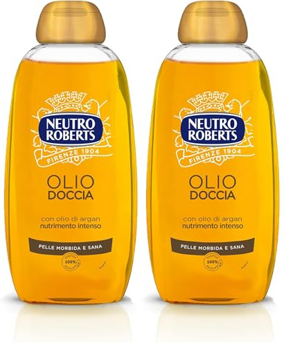 Neutro Roberts Duschöl mit Arganöl, ideal für empfindliche Haut, pflegende und feuchtigkeitsspendende Formel für eine weiche und gesunde Haut, reinigt ohne Nägel, 250 ml Flasche (Packung mit 2)