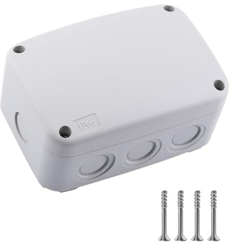 Nineleaf Outdoor Junction Box, IP66 Weatherproof Electrical Project Box, PVC ABS Plastic Enclosure, Universal Watertight 4.9 x 3.3 x 2.3 Inch (125x86x62mm), Fit for 20mm Cable Gland, White,1PK