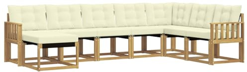 vidaXL Outdoor-Sofagarnitur mit Kissen 8 pcs Weiß und Creme, Garten Sofa, modernes Ecksofa, Robustes Sitzmöbel, Möbel für Terrasse, gemütliche Lounge
