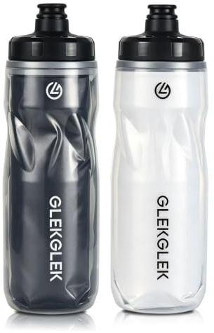 GLEKGLEK Gourde Vélo Isotherme 600ml, Bidon Route Sans BPA | Fraîcheur Durable, Débit Rapide, Cyclisme sur Route, Course à Pied