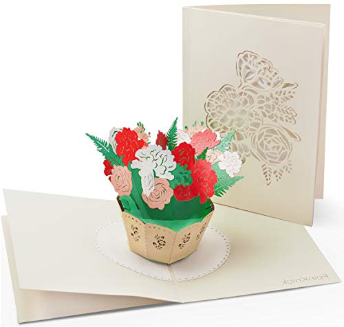 Grußkarte mit extra Seite für Text als Glückwunschkarte & Dankeskarte - 3D Pop-Up Karte mit Blumen