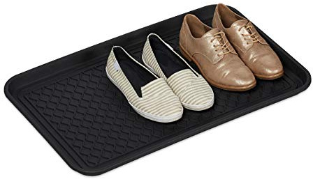 Relaxdays Schuhabtropfschale groß 8er Set, mit Profil, für Flur, schwarz | Auto, Schuhwanne gegen Schmutz HBT 3x60x40 cm