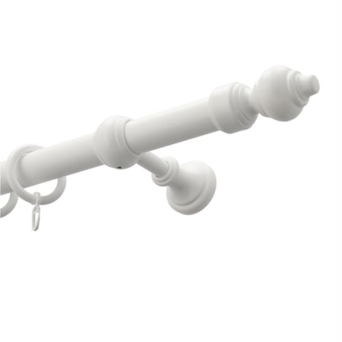 HUGG (w50 Gardinenstange 28mm weiß, bis 400cm lang, mit Ringen, Länge 320 cm | Endstück SIKA