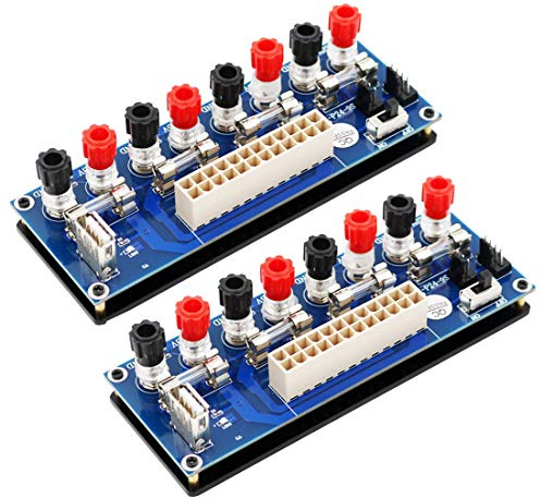 JMT 2pcs 20/24Pins ATX Benchtop Power Adapter Board with USB 5V Port Computer ATX Power Supply Breakout Adapter Module (Blue)