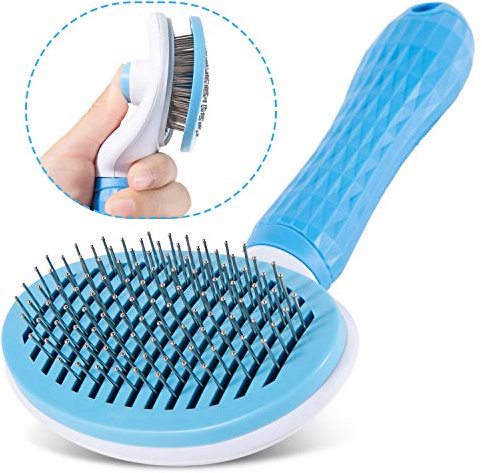 Alihoo Katzenbürste Unterfell Hundebürste Softbürste für Langhaar Universal-Pflegebürste automatische Reinigung Haustierbürste Kamm (Blau)