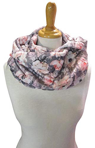 ROSENPRINZESSIN romantischer kuscheliger XL Schal mit Rosen Blüten Loop hellgrau rosa apricot