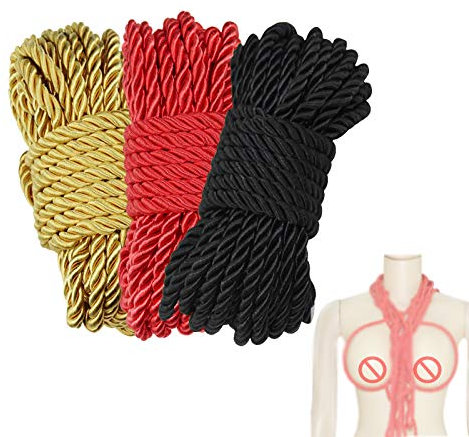 Lot de 3 cordes d'arrimage souples résistantes à l'intérieur / à l'extérieur, 32 pieds 8 mm