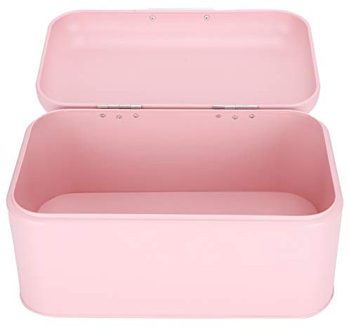 Bread Organizer Box,Stainless Steel Retro Compact Large Bread Bin Storage Container Holder,Farmhouse Bread Box,Bread Keeper Container for Loaves,Pastries & More,12x7.9x5.9 (Pink)