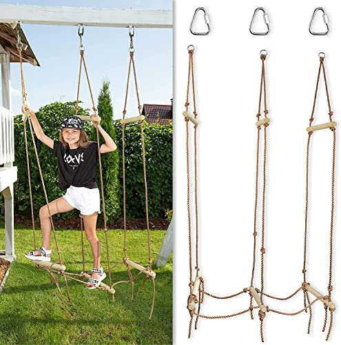 Cateam Wackelige Brücke Strickleiter - Ninja Slackline Zubehör - Zubehör für Ninja Warrior trainingsgeräte - Hängebrücke Skip für Kinder