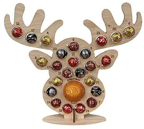 13 * 15,4 In Holz Adventskalender Weihnachtsfeier Schokolade Rahmen Dekoration Holz Adventskalender Ornamente für Kinder-Weihnachten Urlaub Gefälligkeiten Spielzeug Geschenke Niedlich (B)