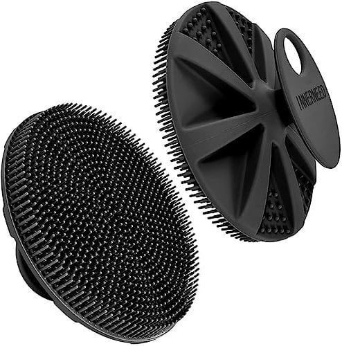 INNERNEED Körperschrubber aus weichem Silikon in Lebensmittelqualität, Duschbürste, Handreinigungsbürste für die Haut, sanftes Peeling und guter Schaum, Schwarz