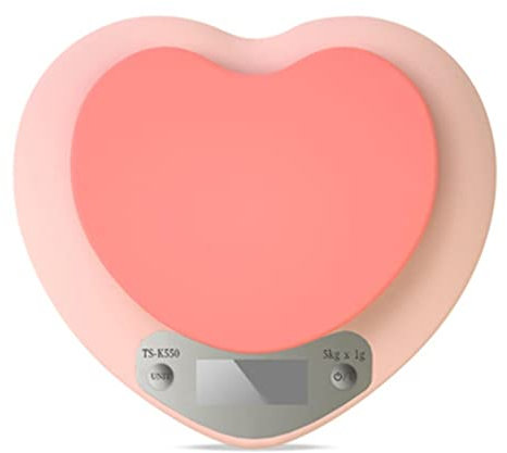 Greatideal Báscula Alimentos, báscula Cocina precisa, báscula Peso Alimentos Rosa en Forma corazón, con Pantalla retroiluminación HD, para Hornear, cocinar, Bajar Peso (g/LB/oz)