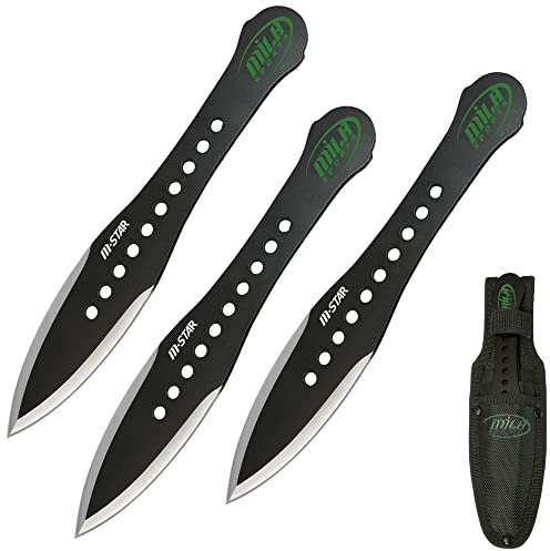 Birsppy HORLAT Mila Sports Wurfmesser-Set M-Star mit 3 Messern aus rostfreiem Edelstahl und Nylon-Gürtelscheide