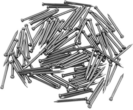 OMOTOOL Hardware - Set di chiodi in acciaio al carbonio (100 pezzi), chiodi zincati per appendere immagini e lavorazione del legno, chiodi in acciaio per battiscopa e lavorazione del legno (28 mm)