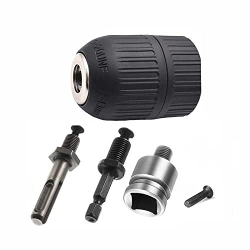 Secwell Mandrino Autoserrante 2-13mm con Codolo Esagonale Mandrino Trapano Autoserrante custodia in plastica 1/2-20UNF Chiusura Rapida con Adattatore