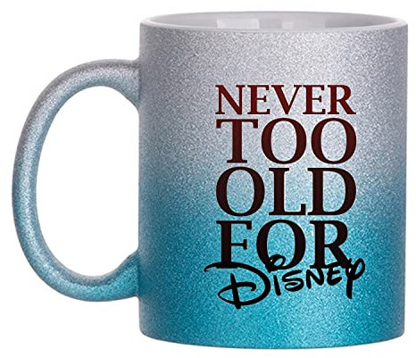Blue and Silver Gradient Glitter Disney Themed Coffee Mug for Hot and Cold Beverages - Ceramic Cup, 325 Ounces - The for Every Disney Fan