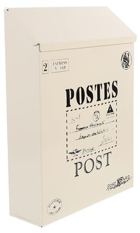 WOONEKY Cassetta delle Lettere Vintage da Parete con Chiusura Decorazione Retro per Esterni Box Postale per Lettere e Giornali Design Antico per Giardini e Uffici