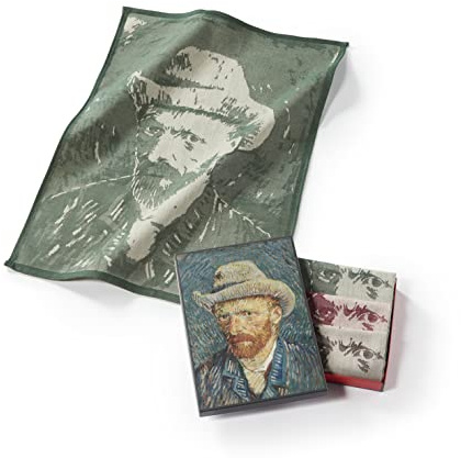 Musearta Unisex Geschirrhandtücher im 3er Set mit dem Motiv Self-Portrait with Grey Felt Hat des Künstlers Vincent Van Gogh aus Baumwolle in der Größe 50x70 cm, TT-VG-SH-10-V424206