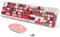 FOPETT Set tastiera e mouse wireless da 2,4 GHz con pulsante interruttore, tastiera full-size, compatibile per Windows/laptop/PC/notebook/Smart TV e altro ancora, colore bianco