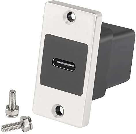 QIANRENON 10Gbps USB C Rechteckiger Panel Adapter USB C 3.1 Buchse auf Buchse Panel Montage Anschluss USB C Einbaubuchse Daten modul 5V/2.1A Laden, für Montage an Gerätepanel Desktop Wänd