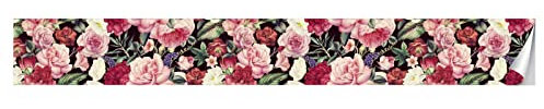 VisitRyl Tapetenbordüre selbstklebendRosa Pfingstrose 15x300cm zum Aufkleben für Wohnzimmer Küche Badezimmer Abnehmbare Wasserdicht Bodenleiste PVC Dekorative Bordüre