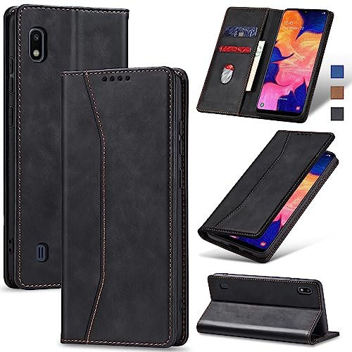 Jasonyu Case for Samsung Galaxy A10 Leather Wallet Flip Cover with Card Holder,Kickstand, Magnetic Closure,TPU Shockproof Phone Case Compatible with Samsung A10 (Black)