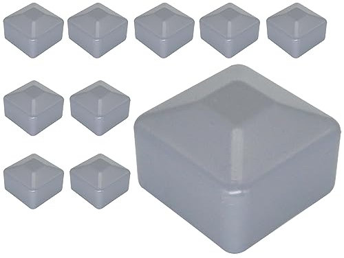SKIR'CO (10 Stück) Zaunpfostenkappen, quadratisch, 40 x 40 mm, graue Kunststoffkappen für Zaunpfosten, Fenstergrau RAL 7040