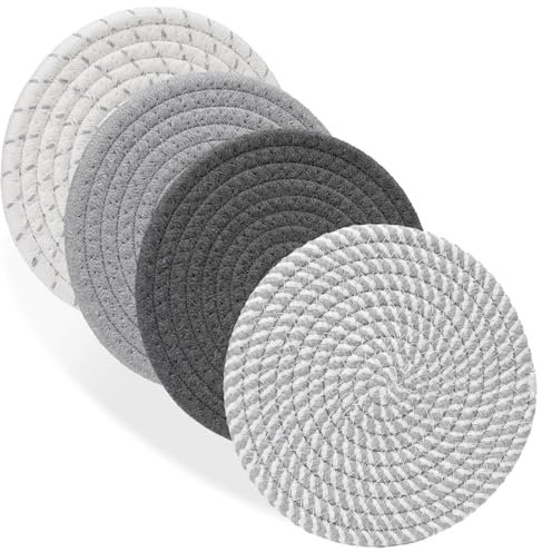 Billbotk Sottopentola da 17,8 cm per piatti, pentole e padelle, 4 cuscinetti caldi resistenti al calore, presine per cucina, tappetini per piani di lavoro, tavolo, elementi essenziali per la casa,