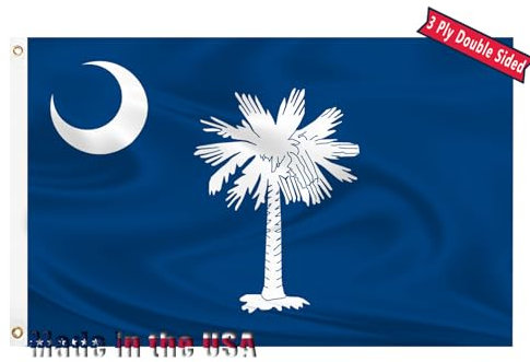 South Carolina Flagge, 7,6 x 12,7 cm, doppelseitig, 3-lagig, Polyester, mit strapazierfähigem Segeltuchkopf und Messingösen als Dekoration