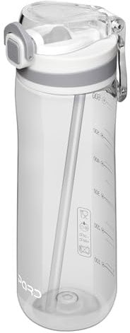 Opard Peak 700 ml/1000 ml Trinkflasche mit Strohhalm, BPA-frei, Auslaufsichere Flasche mit Klappdeckel