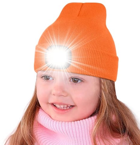 Danolt Mütze mit LED Licht Kinder Erwachsene 3 Lichtmodi, 5 LEDs Strickmütze Wintermütze Beanie Geschenke für Mädchen Jungen Frauen Männer