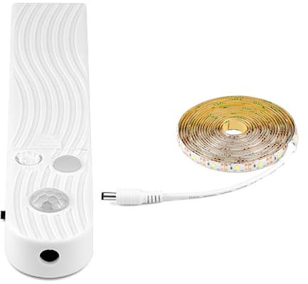 PAPABA Flexible Light Strip Led Light Strip Waterproof Flicker-free Self-adhesive Easy to Install Auto On/off Infrared Motion Sensor Light Strip Led Light Warm White 3M