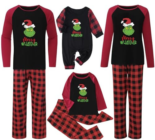 Sonnena Pigiami Natalizi per Tutta La Famiglia Caldo Cotone Pigiami Abbinati Coppia Fidanzati Pigiama Natale Famiglia Due Pezzi Grinch Pigiama Famiglia Coordinati Regalo Pigiama Natale Coppia Uomo