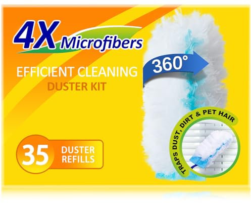 360 recambios de plumero para Swiffer, kit de recambios de plumero con 35 recambios de plumero y 2 asas para limpiar el hogar y el coche, recambios de plumero multisuperficie resistentes para oficina,