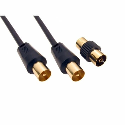 Mr. Gadget's Solutions TV Aerial Cable Extension Coaxial RF Fly Lead Digital Male - Male Black 1meter
