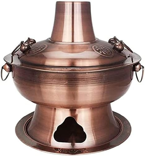 Chinese Copper Hot Pot, Hot Pot Copper Charcoal Chinese Cooker Soup Large Traditional Cook Cooking for Unusual Gift ， Copper.