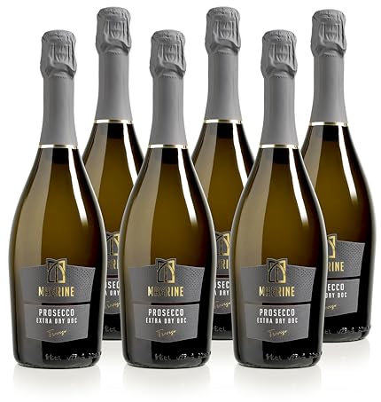 Magrine | Prosecco DOC Extra Dry Il Prosecco DOC più Desiderato Vino Spumante Italiano Metodo Martinotti Prosecco DOC di Treviso con Uve 100% Glera 6 Bottiglie da 750 mL